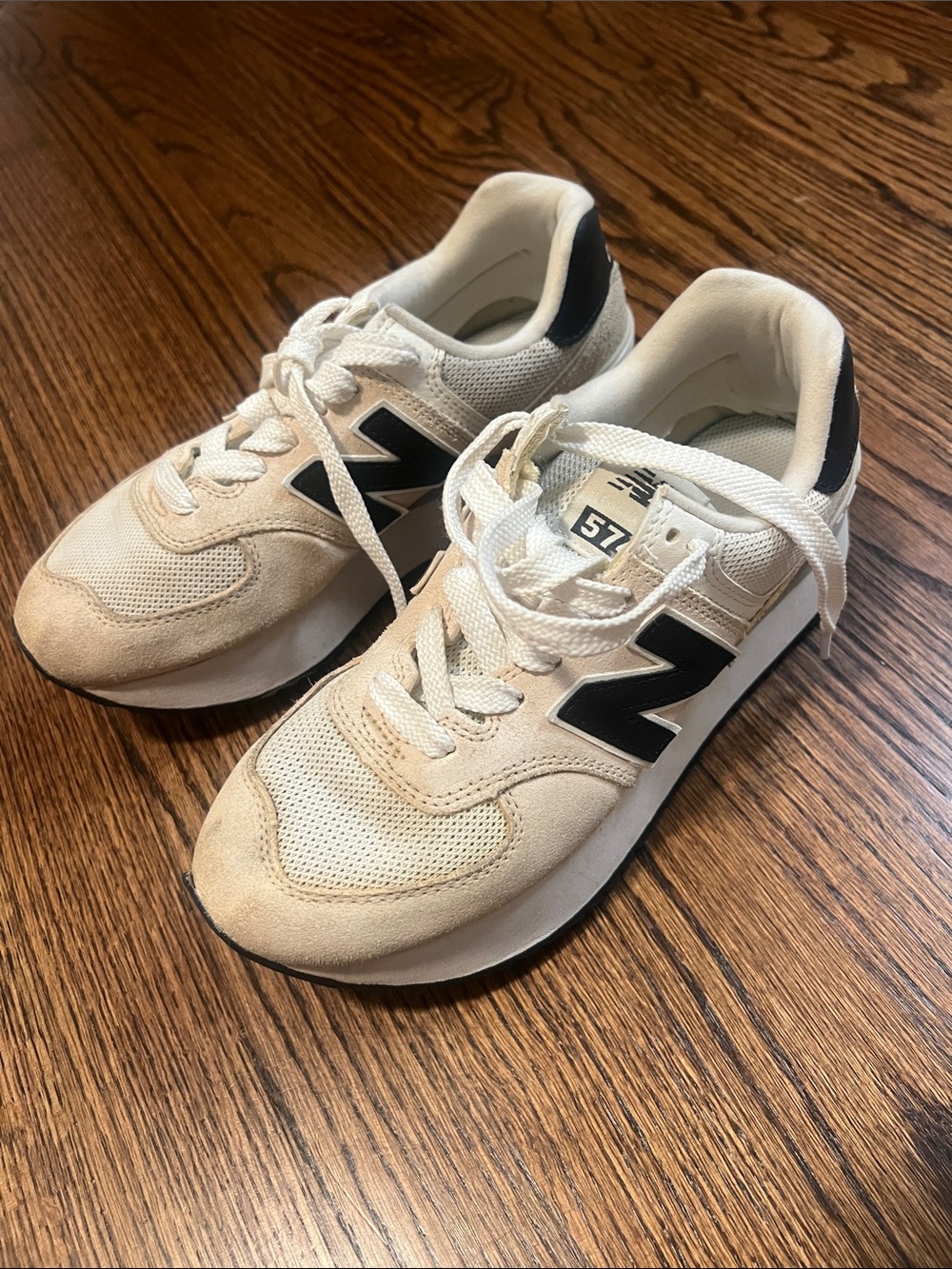 New Balance 574 Cream and Black Retro Runner